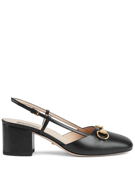 gucci horsebit leather low-heel pumps|gucci slingback horsebit.